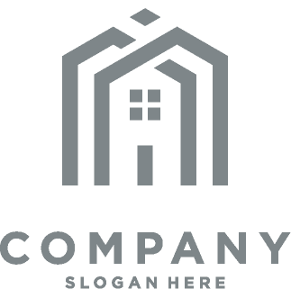 A black and white logo of a house with the word company in front.